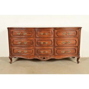 Century Furniture French Provincial Louis XV Carved Cherry Wood Triple Dresser