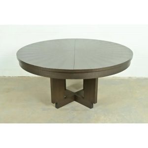 Christian Liaigre Style Modern Oak Pedestal Extension Dining Table