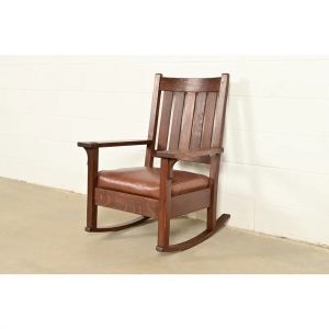 Gustav Stickley Antique Mission Oak Arts & Crafts Rocking Chair, Circa 1910
