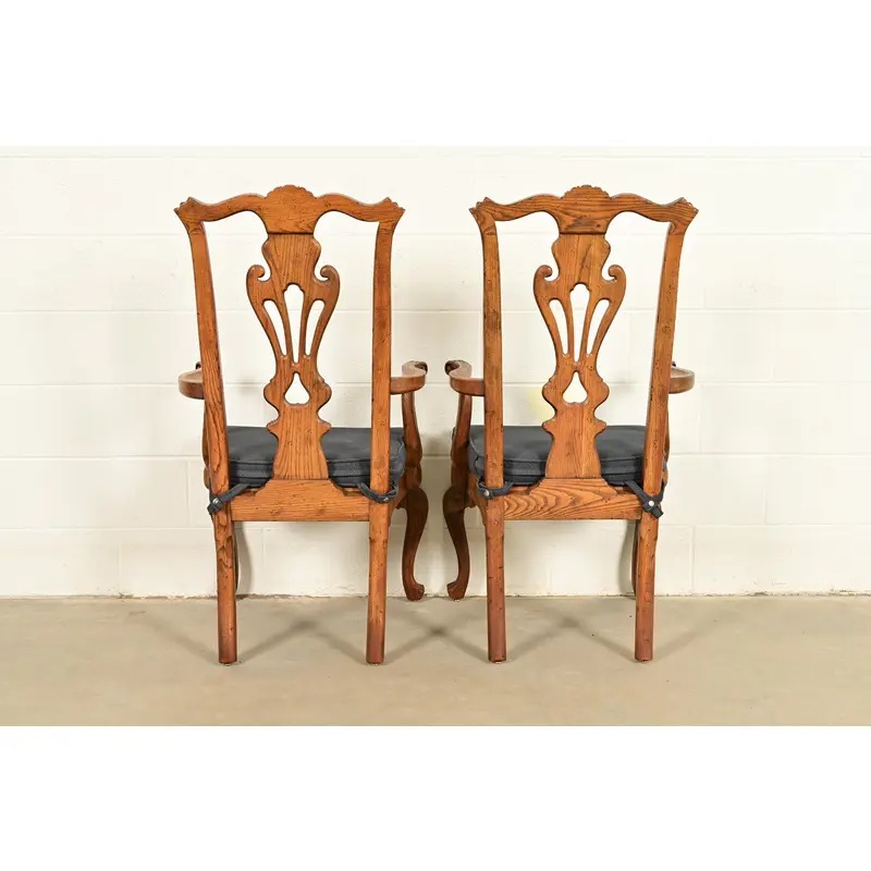 Henredon Georgian Carved Solid Oak Dining Chairs, Set of Eight - Image 13