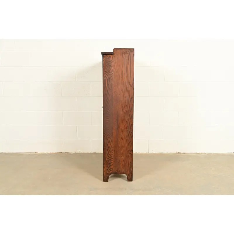 Limbert Style Antique Mission Oak Arts & Crafts Glass Front Bookcase Cabinet, Circa 1910 - Image 13