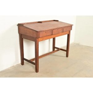 Limbert Style Antique Mission Oak Arts & Crafts Slant Front Architect's Desk, Circa 1910