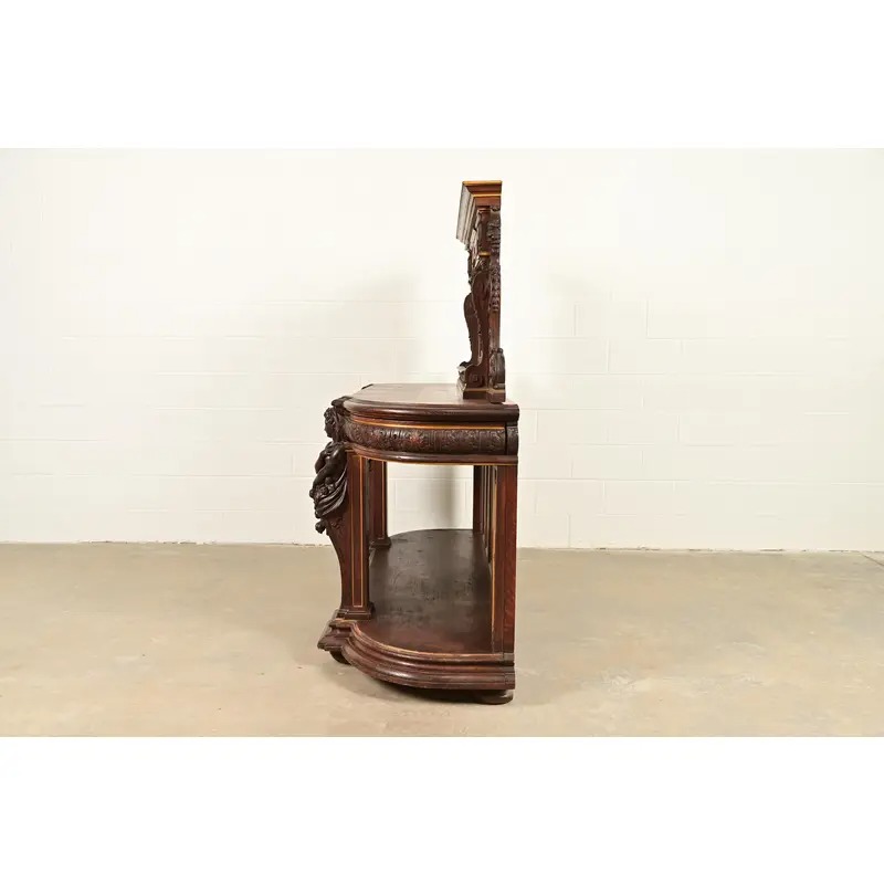 R. J. Horner Renaissance Revival Ornate Carved Oak Sideboard or Bar Cabinet, Circa 1880s - Image 13