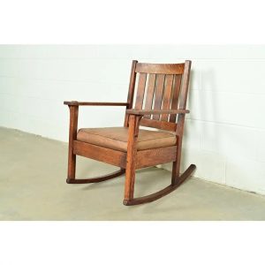 Stickley Brothers Antique Mission Oak Arts & Crafts Rocking Chair, Circa 1910