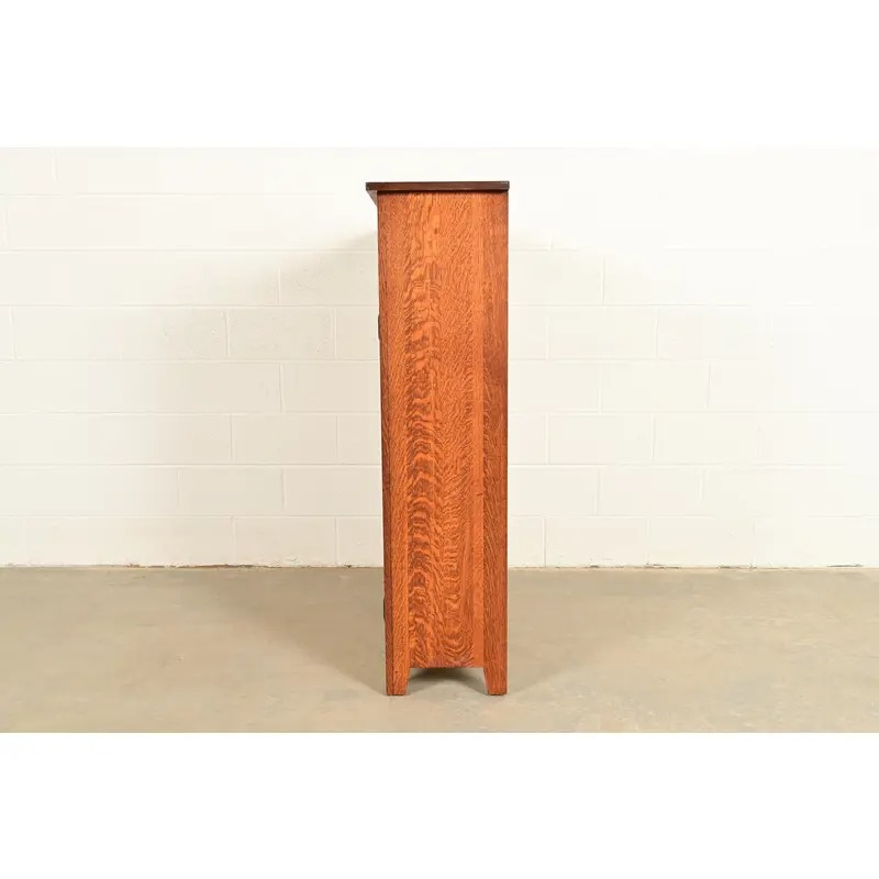 Stickley Style Mission Oak Arts & Crafts Bookcase or Bar Cabinet - Image 13