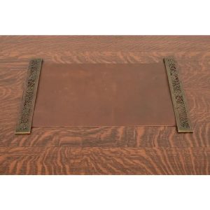 Tiffany Studios New York Grapevine Pattern Bronze Blotter Ends With Leather Desk Blotter
