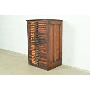 Antique Oak 25-Drawer Architect's Blueprint Flat File Cabinet by Hamilton, Circa 1900