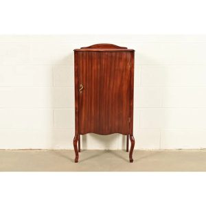 Antique Victorian Carved Mahogany Music Cabinet or Bar Cabinet, Circa 1900