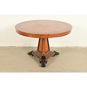 Baker Furniture Stately Homes Collection Burl Wood and Parcel Ebonized Regency Center Table