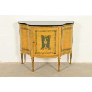 Italian Neoclassical Paint Decorated Demilune Console or Bar Cabinet