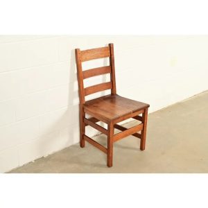 L. & J. G. Stickley Antique Mission Oak Arts & Crafts Ladder Back Desk Chair or Side Chair, Circa 1910