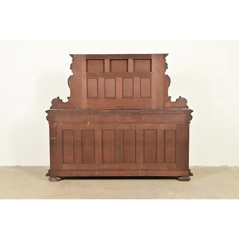 R. J. Horner Renaissance Revival Ornate Carved Oak Sideboard or Bar Cabinet, Circa 1880s - Image 14