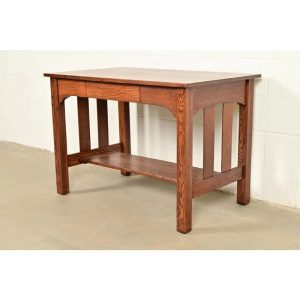 Stickley Brothers Style Antique Mission Oak Arts & Crafts Writing Desk, Newly Refinished