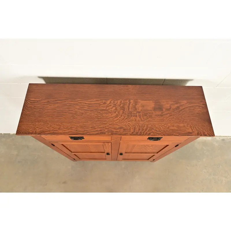Stickley Style Mission Oak Arts & Crafts Bookcase or Bar Cabinet - Image 14