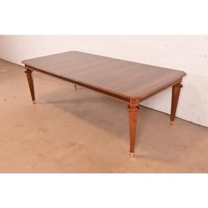 Theodore Alexander French Regency Louis XVI Burl Wood Dining Table, Newly Refinished