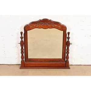 Thomasville French Provincial Carved Cherry Wood Dresser Top Vanity Swing Mirror