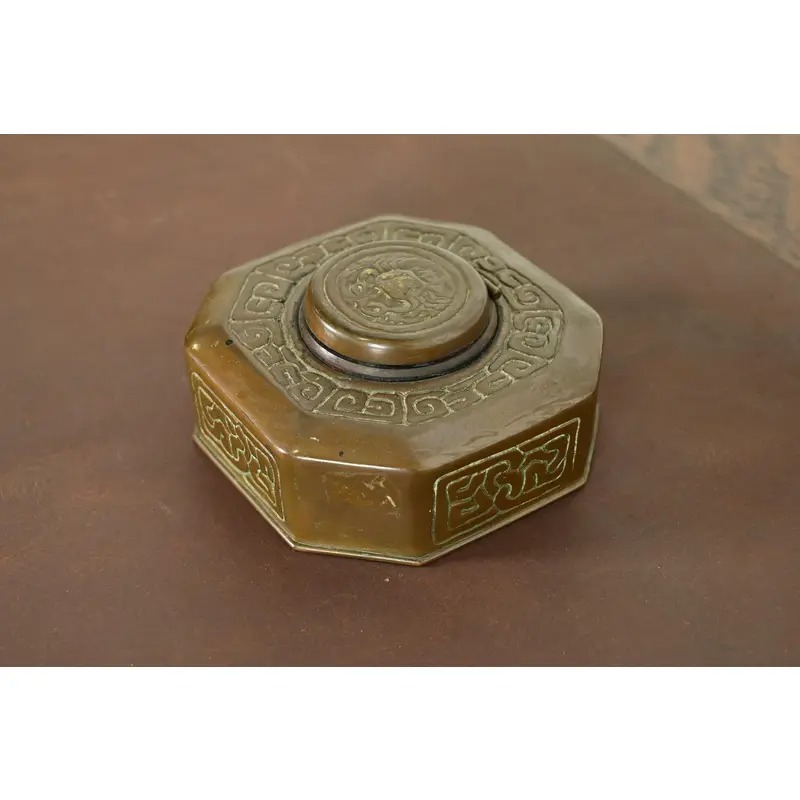 Tiffany Studios New York Zodiac Pattern Bronze Inkwell