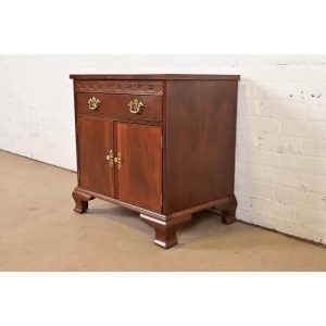 Baker Furniture Chippendale Carved Mahogany Nightstand, Newly Refinished
