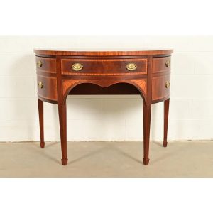 Baker Furniture Federal Inlaid Mahogany Demilune Sideboard Credenza