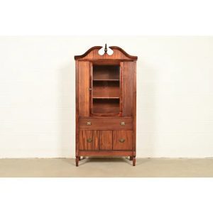 Baker Furniture Style Federal Carved Mahogany Bookcase Cabinet, Circa 1940s