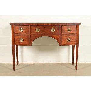 Baker Furniture Style Federal Mahogany Bow Front Sideboard Credenza or Buffet