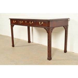 Councill Chippendale Carved Mahogany Writing Desk or Console Table