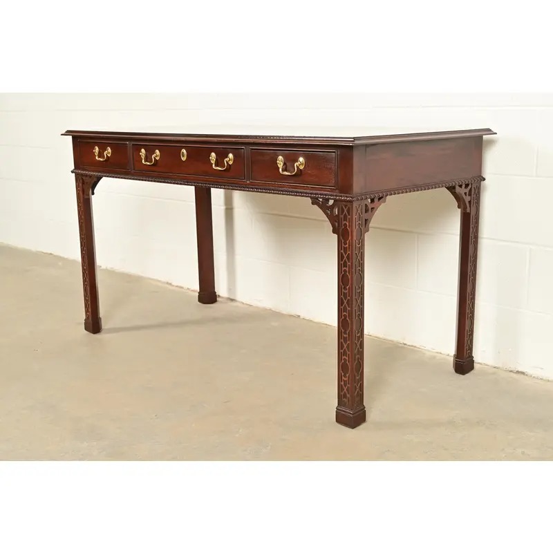 Councill Chippendale Carved Mahogany Writing Desk or Console Table