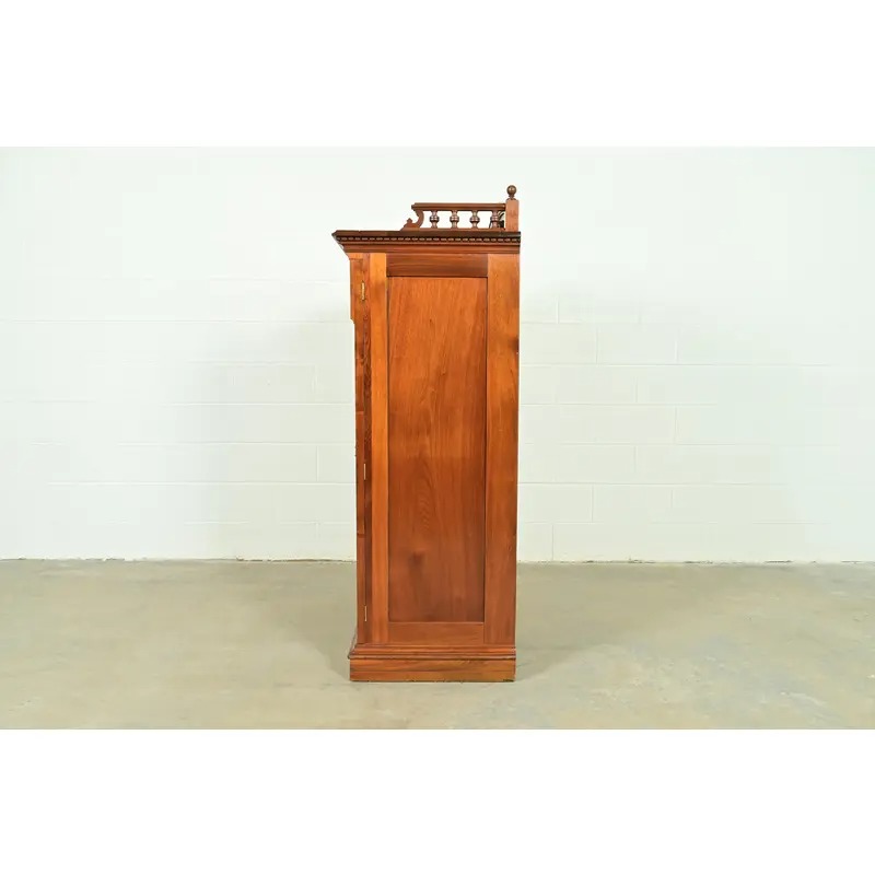 Herter Brothers Style Antique Eastlake Victorian Carved Walnut and Burl Wood Highboy Dresser, Circa 1880s - Image 15