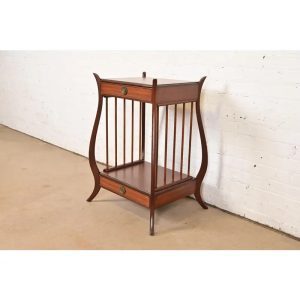 Maslow Freen French Regency Louis XVI Carved Mahogany Nightstand or Occasional Side Table, Newly Refinished