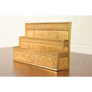 Tiffany Studios New York Adam Pattern Bronze Doré Letter Rack