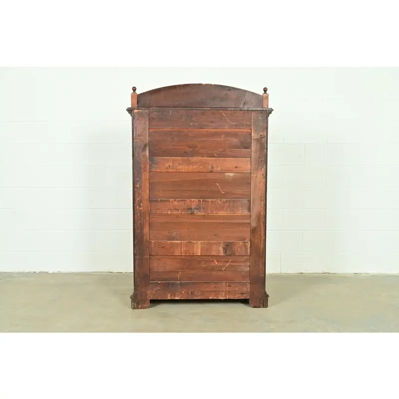 Herter Brothers Style Antique Eastlake Victorian Carved Walnut and Burl Wood Highboy Dresser, Circa 1880s - Image 16