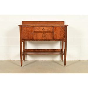 Stickley Brothers Style Antique Mission Oak Arts & Crafts Sideboard Buffet or Bar Cabinet, Circa 1910