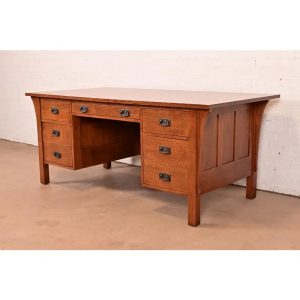 Stickley Mission Oak Arts & Crafts Executive Desk, Newly Refinished