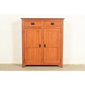 Stickley Style Mission Oak Arts & Crafts Bookcase or Bar Cabinet