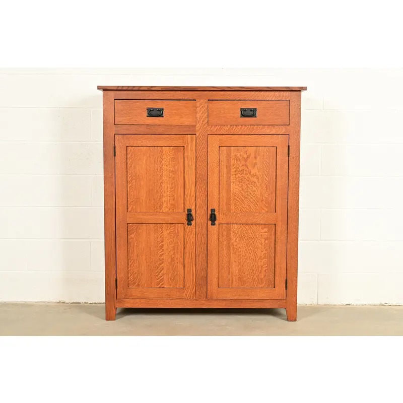 Stickley Style Mission Oak Arts & Crafts Bookcase or Bar Cabinet