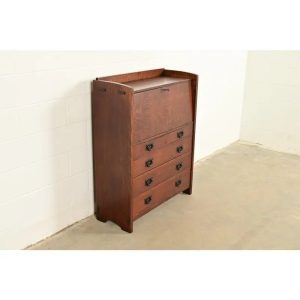 Gustav Stickley Antique Mission Oak Arts & Crafts Drop Front Secretary Desk, Circa 1910