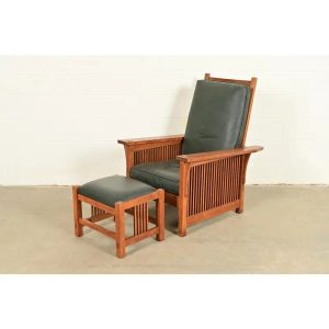 Stickley Mission Oak Arts & Crafts Reclining Morris Lounge Chair With Ottoman