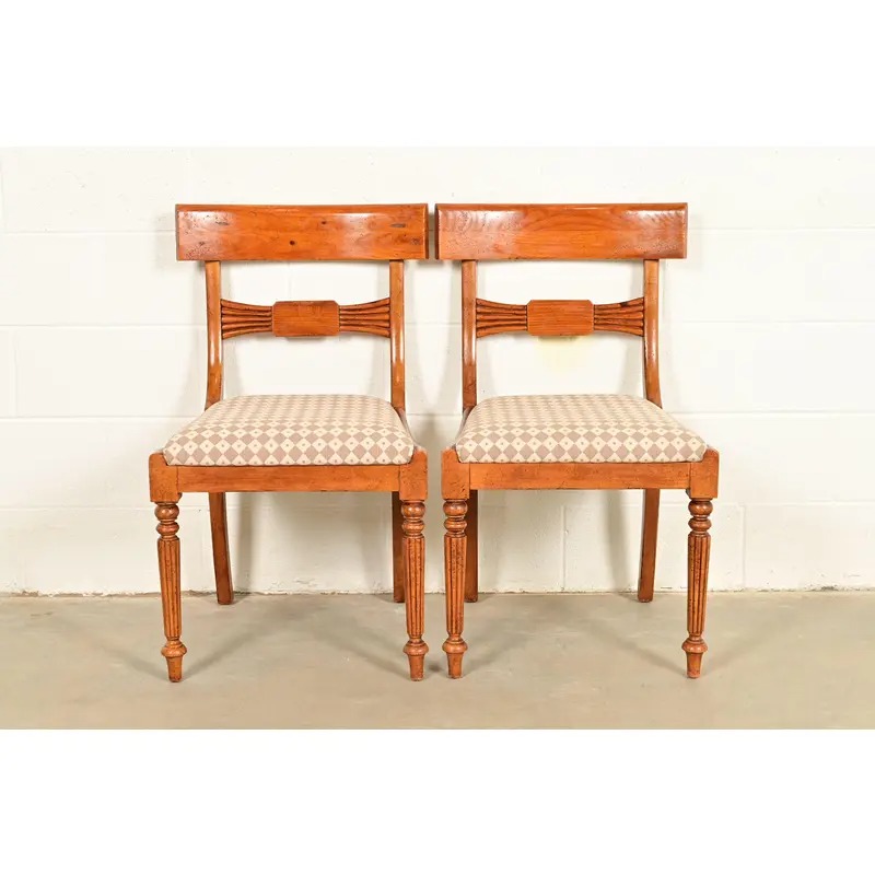 Baker Furniture English Regency Carved Maple Side Chairs or Dining Chairs, Pair - Image 2