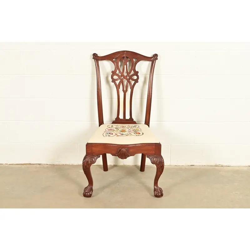 Baker Furniture Style Chippendale Carved Mahogany Side Chair or Dining Chair - Image 2