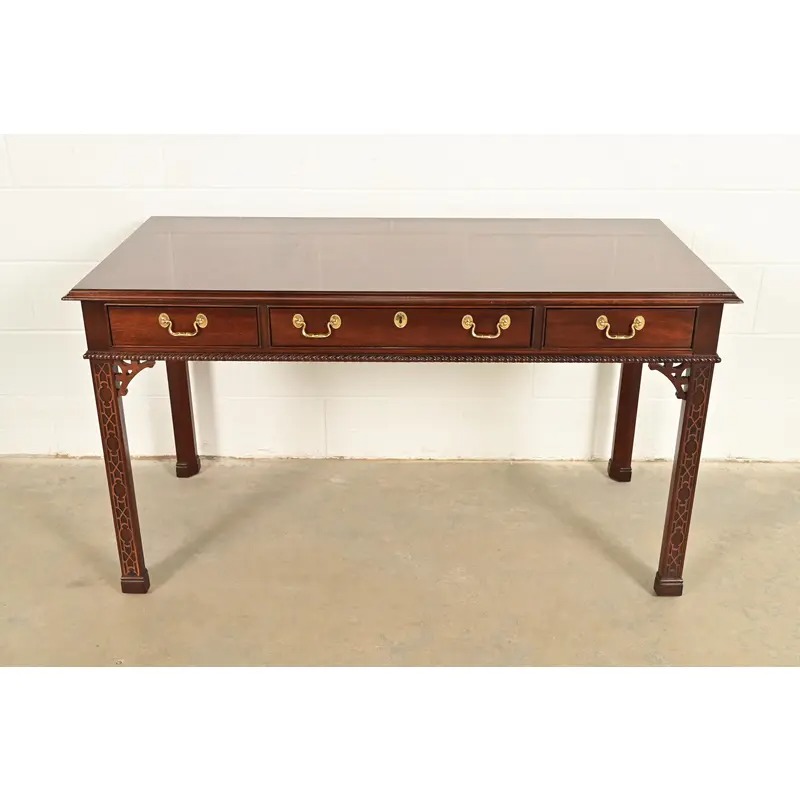 Councill Chippendale Carved Mahogany Writing Desk or Console Table - Image 2