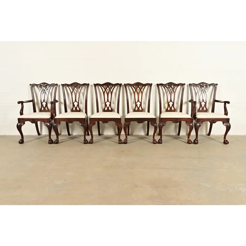 Drexel Heritage Chippendale Carved Mahogany Dining Chairs, Set of Six - Image 2