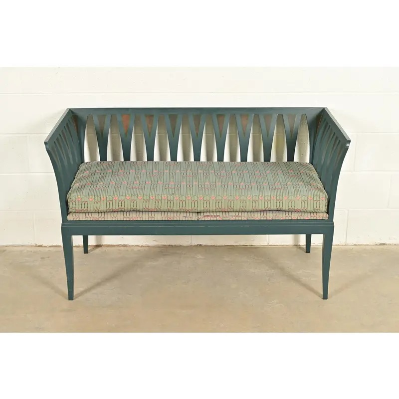 Eliel Saarinen Cranbrook "The Blue Settee" Art Nouveau Settle Sofa or Bench - Image 2