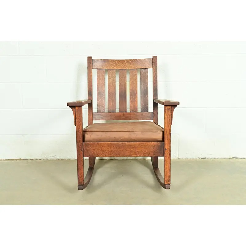 Stickley Brothers Antique Mission Oak Arts & Crafts Rocking Chair, Circa 1910 - Image 2