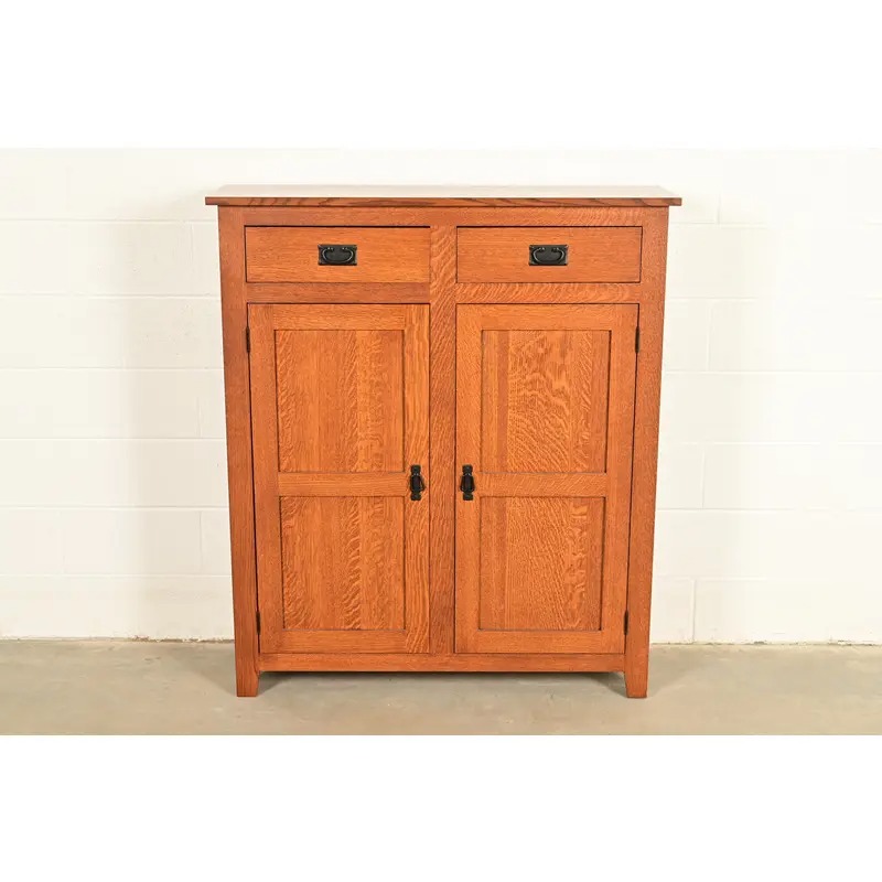 Stickley Style Mission Oak Arts & Crafts Bookcase or Bar Cabinet - Image 2