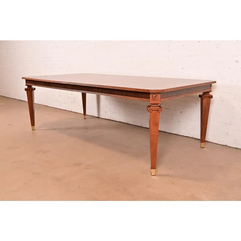 Theodore Alexander French Regency Louis XVI Burl Wood Dining Table, Newly Refinished - Image 2