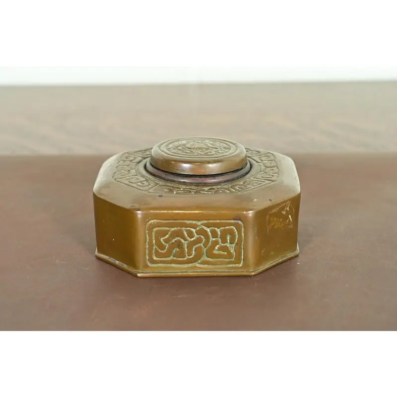 Tiffany Studios New York Zodiac Pattern Bronze Inkwell - Image 2