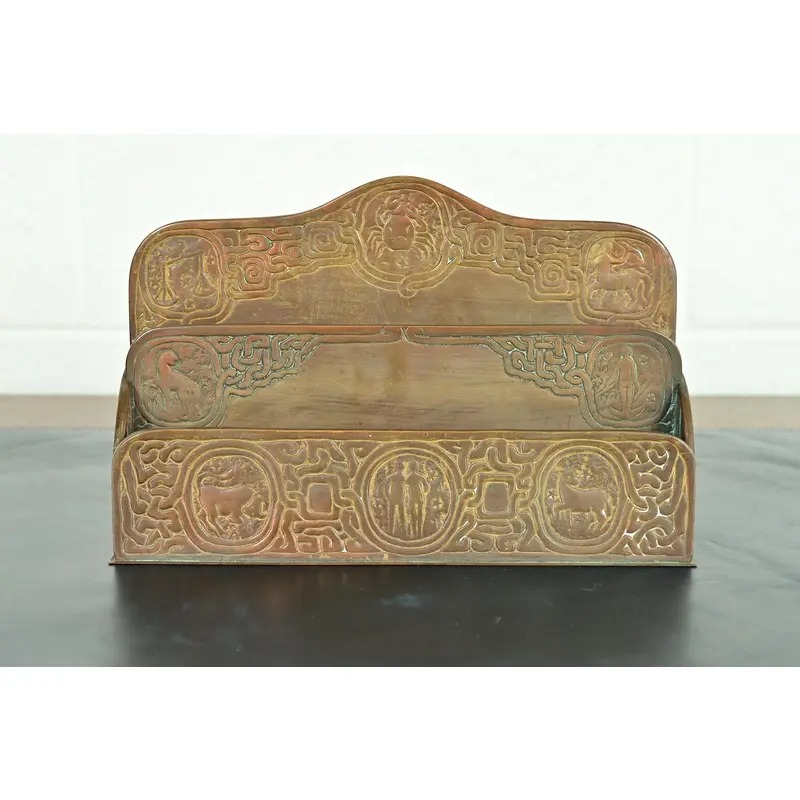 Tiffany Studios New York Zodiac Pattern Bronze Letter Rack - Image 2