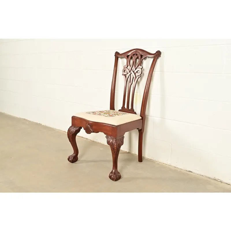 Baker Furniture Style Chippendale Carved Mahogany Side Chair or Dining Chair - Image 3