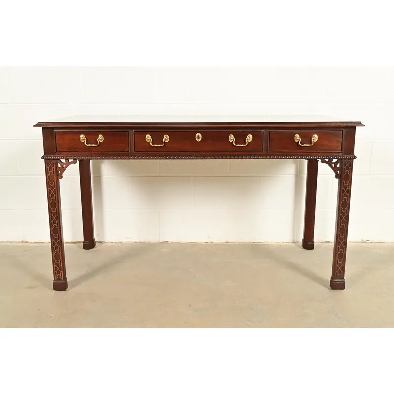 Councill Chippendale Carved Mahogany Writing Desk or Console Table - Image 3