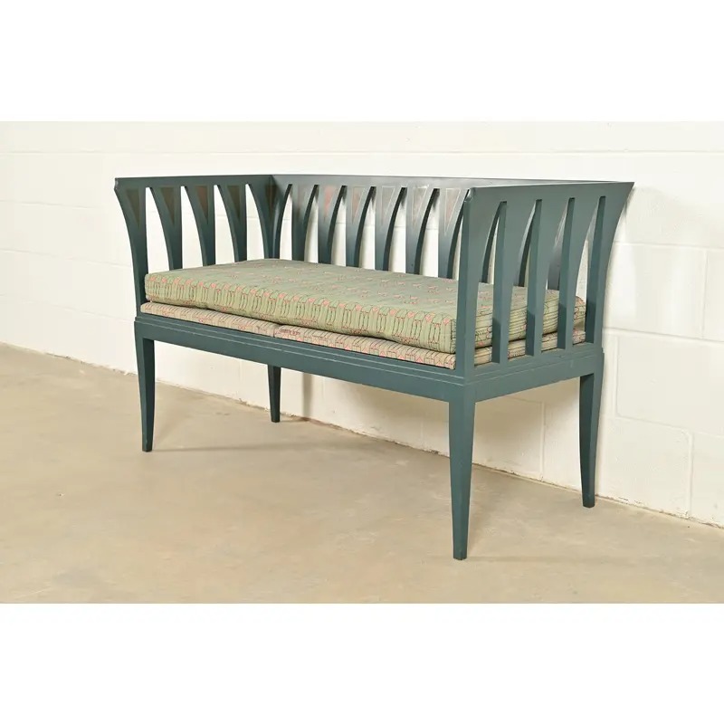 Eliel Saarinen Cranbrook "The Blue Settee" Art Nouveau Settle Sofa or Bench - Image 3